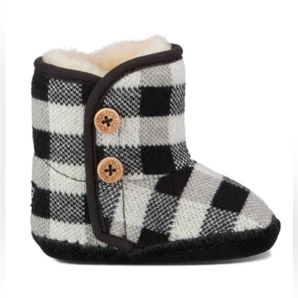 UGG Black and White Plaid Kids Boots